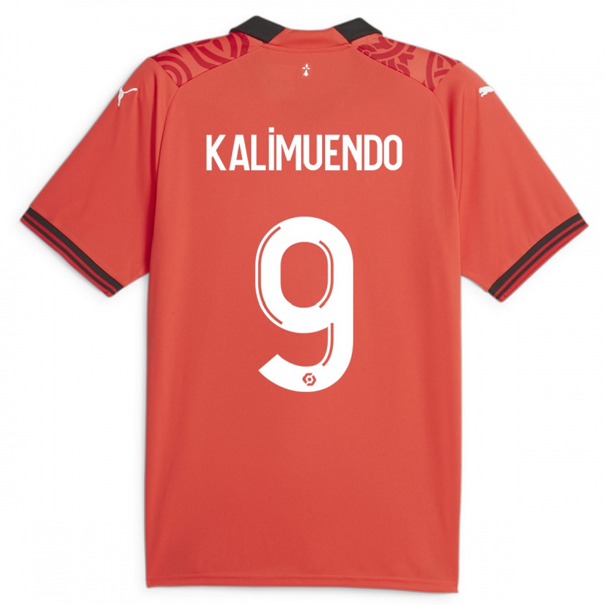 Kinder Fußball Arnaud Kalimuendo #9 Rot Heimtrikot Trikot 2023/24 T-Shirt Luxemburg