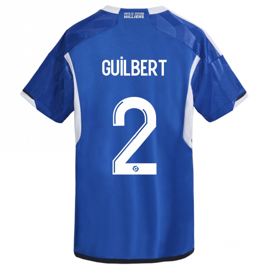 Kinder Fußball Frédéric Guilbert #2 Blau Heimtrikot Trikot 2023/24 T-Shirt Luxemburg