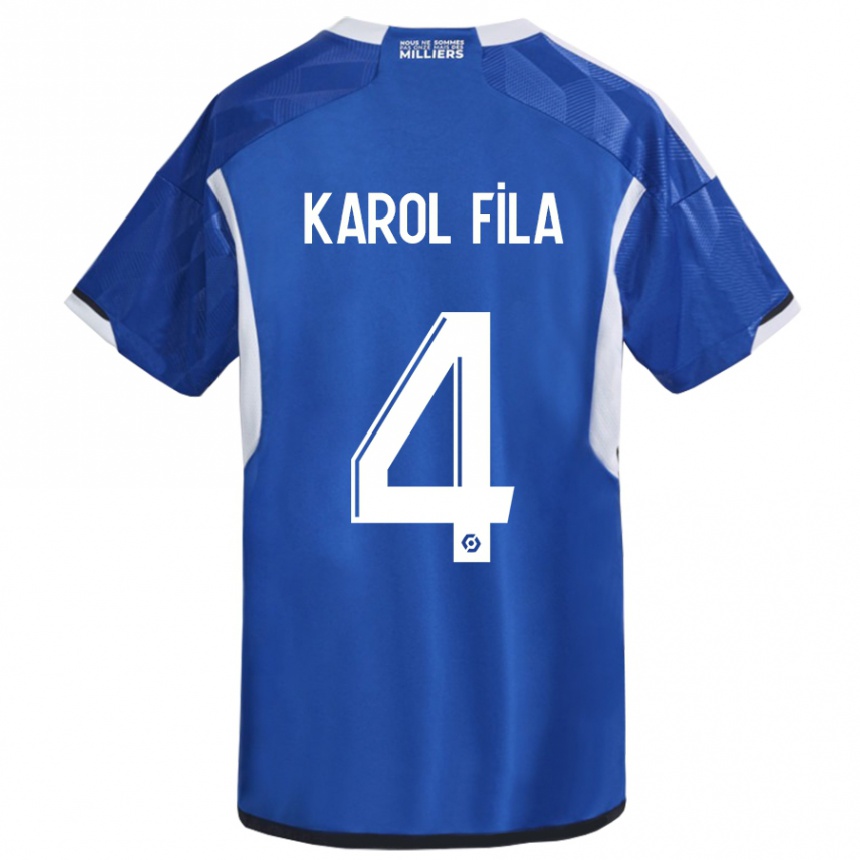 Kinder Fußball Karol Fila #4 Blau Heimtrikot Trikot 2023/24 T-Shirt Luxemburg