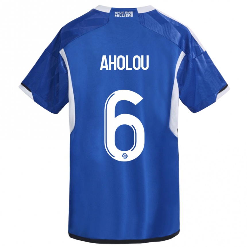 Kinder Fußball Jean-Eudes Aholou #6 Blau Heimtrikot Trikot 2023/24 T-Shirt Luxemburg
