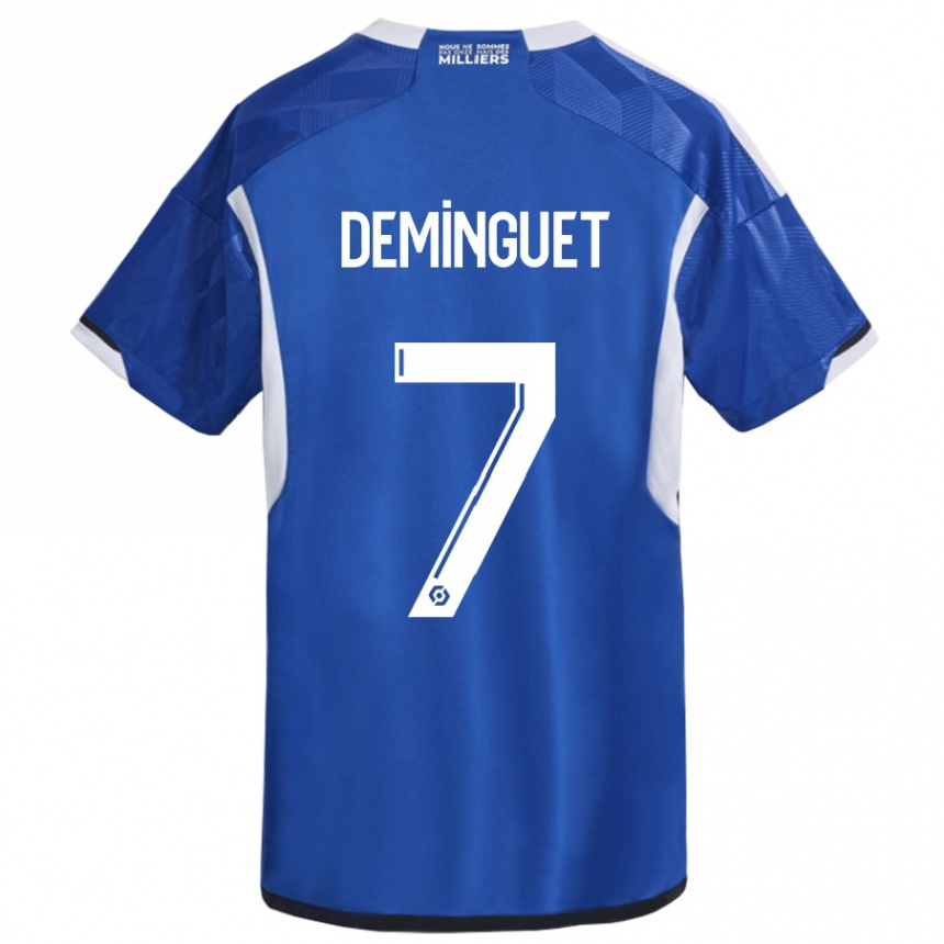Kinder Fußball Jessy Deminguet #7 Blau Heimtrikot Trikot 2023/24 T-Shirt Luxemburg
