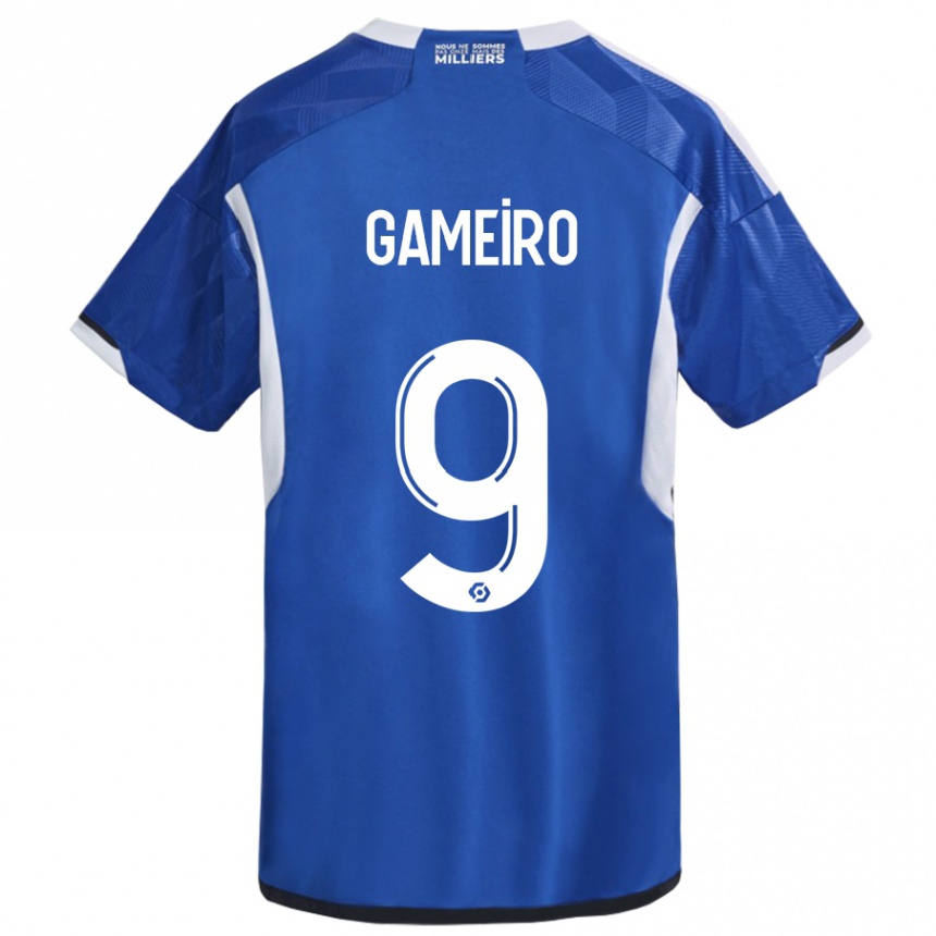 Kinder Fußball Kévin Gameiro #9 Blau Heimtrikot Trikot 2023/24 T-Shirt Luxemburg