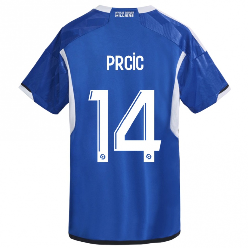 Kinder Fußball Sanjin Prcic #14 Blau Heimtrikot Trikot 2023/24 T-Shirt Luxemburg
