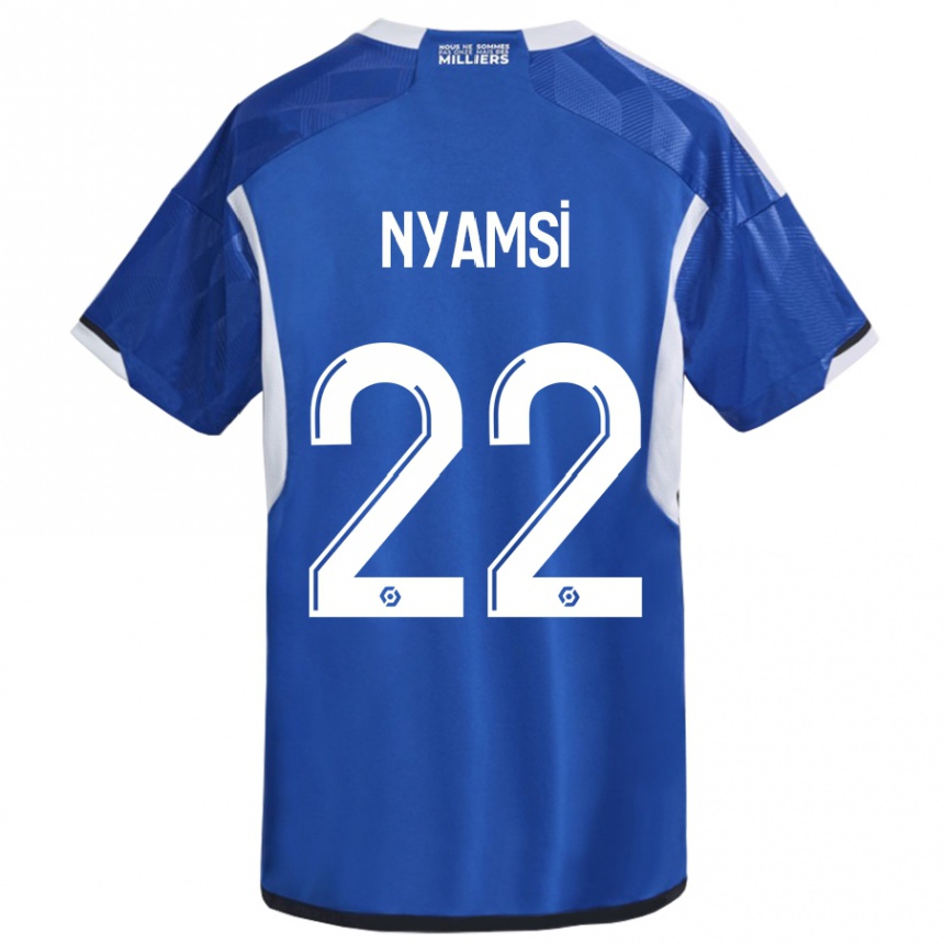 Kinder Fußball Gerzino Nyamsi #22 Blau Heimtrikot Trikot 2023/24 T-Shirt Luxemburg