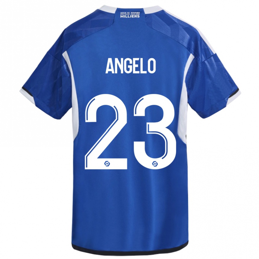 Kinder Fußball Ângelo #23 Blau Heimtrikot Trikot 2023/24 T-Shirt Luxemburg