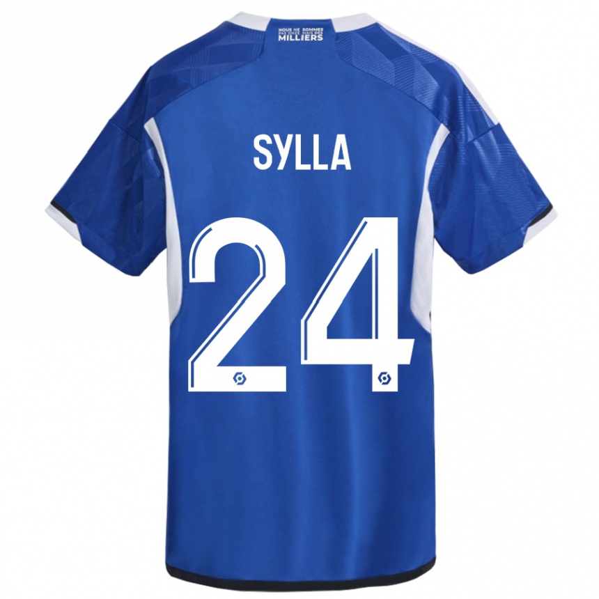 Kinder Fußball Abakar Sylla #24 Blau Heimtrikot Trikot 2023/24 T-Shirt Luxemburg