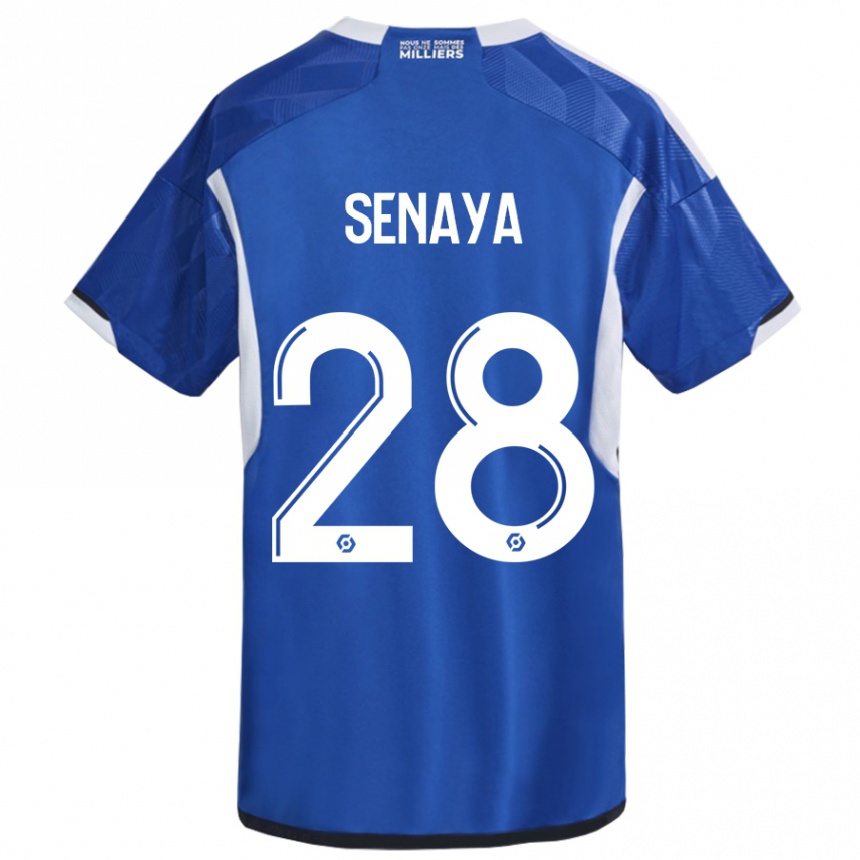 Kinder Fußball Marvin Senaya #28 Blau Heimtrikot Trikot 2023/24 T-Shirt Luxemburg