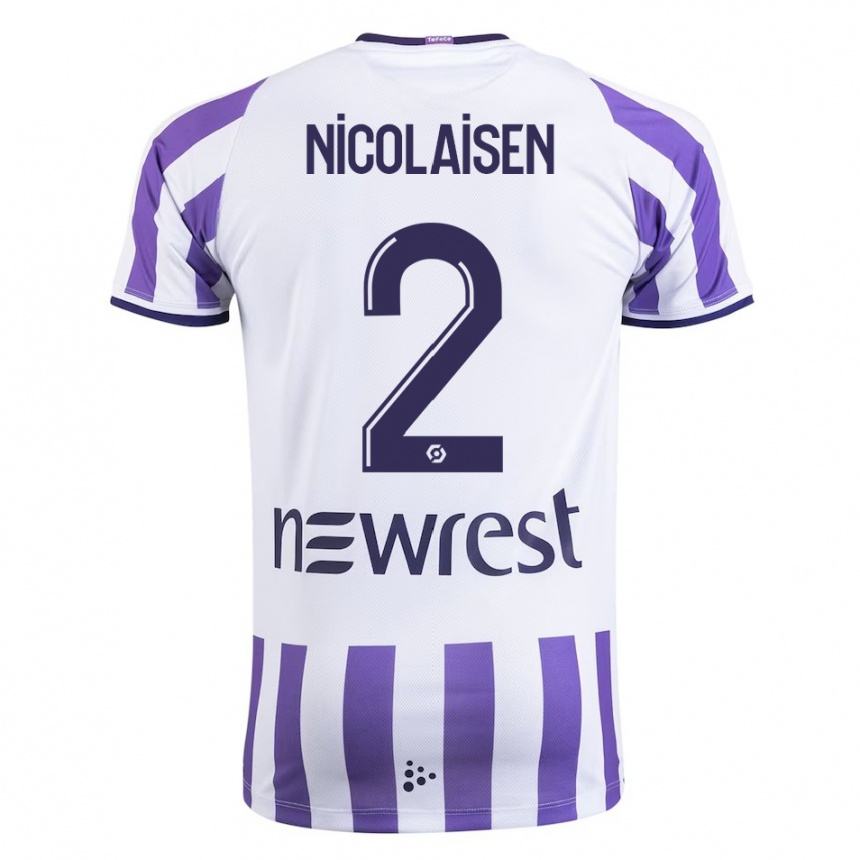 Kinder Fußball Rasmus Nicolaisen #2 Weiß Heimtrikot Trikot 2023/24 T-Shirt Luxemburg