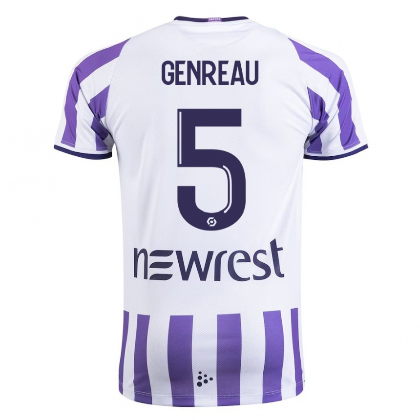 Kinder Fußball Denis Genreau #5 Weiß Heimtrikot Trikot 2023/24 T-Shirt Luxemburg