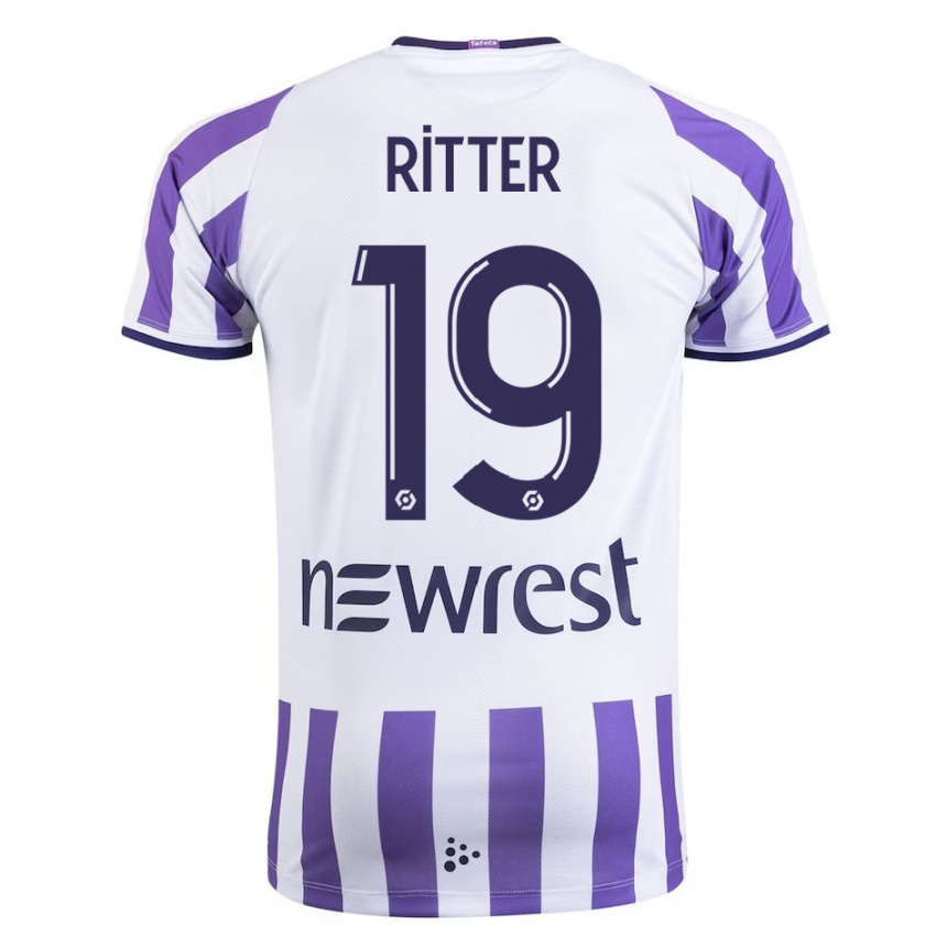 Kinder Fußball Morgane Ritter #19 Weiß Heimtrikot Trikot 2023/24 T-Shirt Luxemburg
