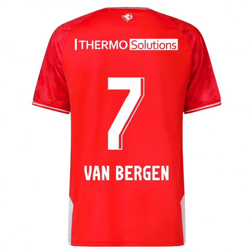 Kinder Fußball Mitchell Van Bergen #7 Rot Heimtrikot Trikot 2023/24 T-Shirt Luxemburg
