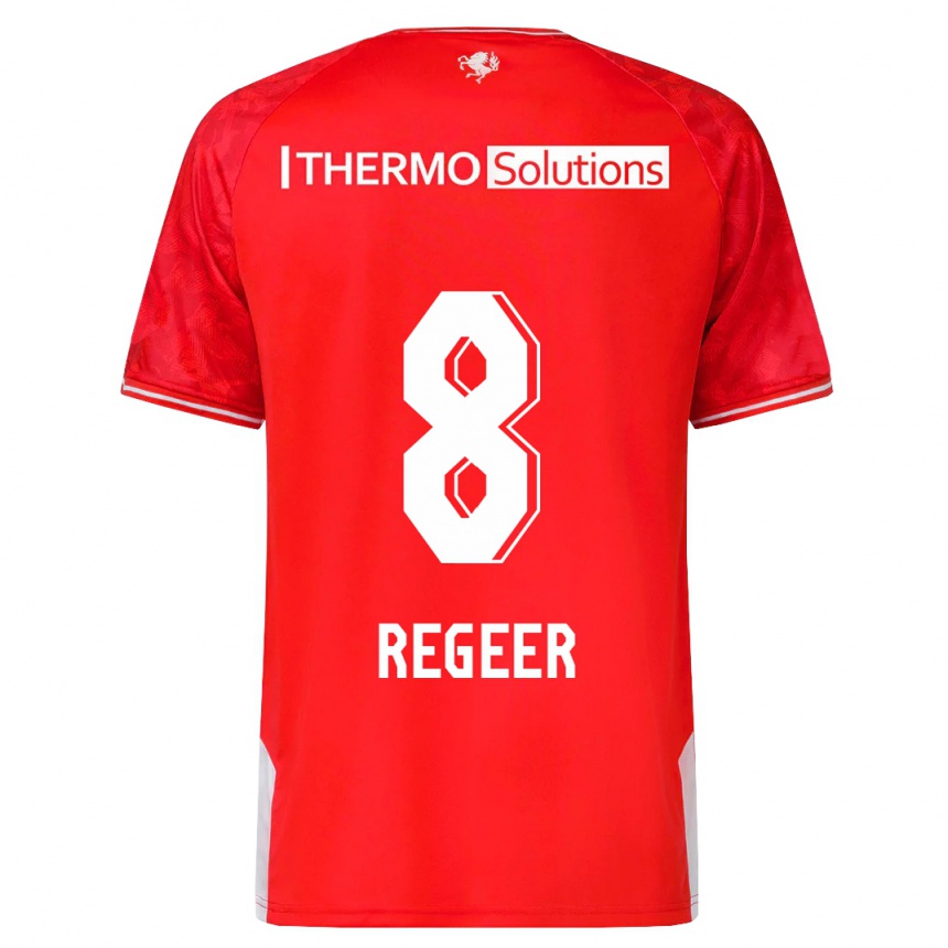 Kinder Fußball Youri Regeer #8 Rot Heimtrikot Trikot 2023/24 T-Shirt Luxemburg