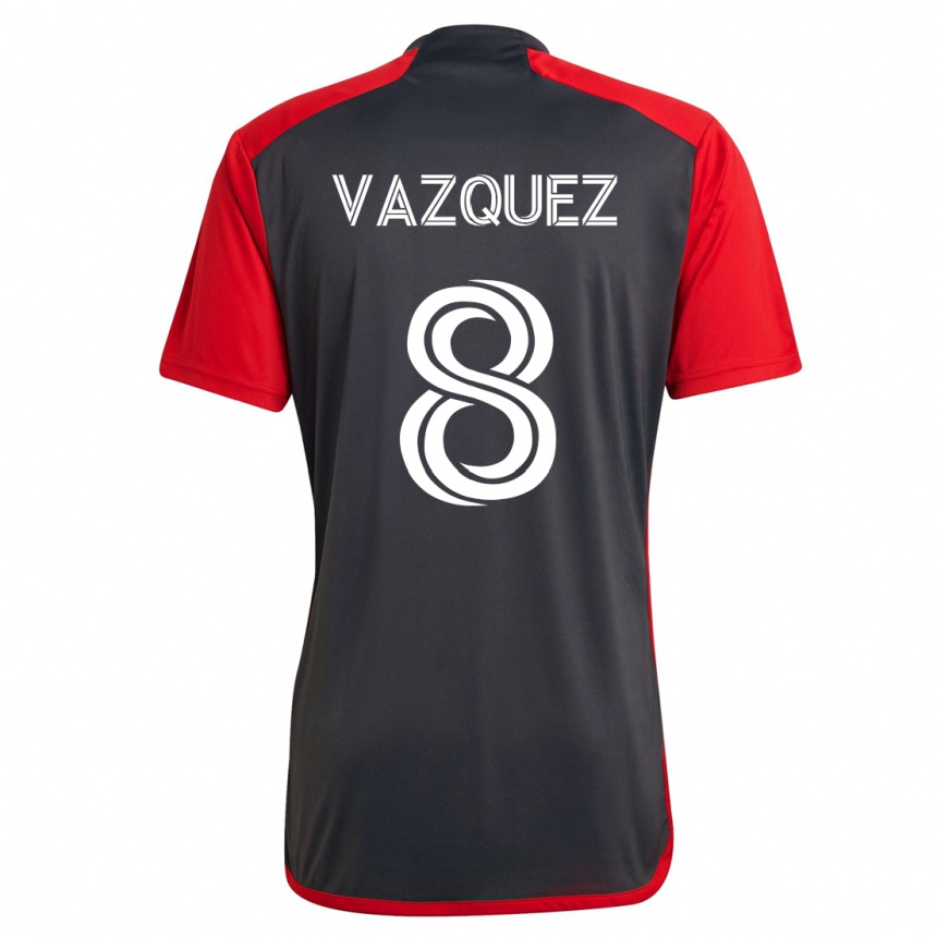 Kinder Fußball Víctor Vázquez #8 Grau Heimtrikot Trikot 2023/24 T-Shirt Luxemburg