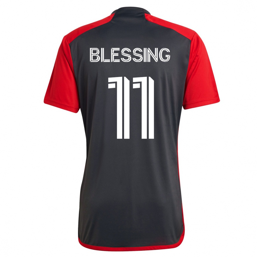 Kinder Fußball Latif Blessing #11 Grau Heimtrikot Trikot 2023/24 T-Shirt Luxemburg