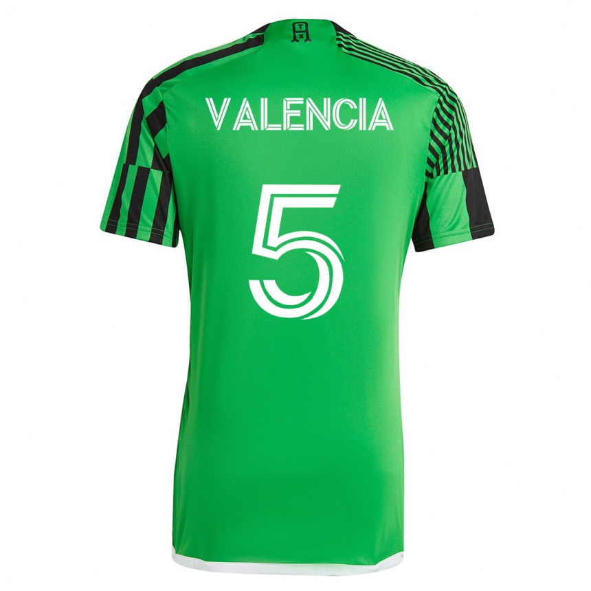 Kinder Fußball Jhojan Valencia #5 Grün Schwarz Heimtrikot Trikot 2023/24 T-Shirt Luxemburg