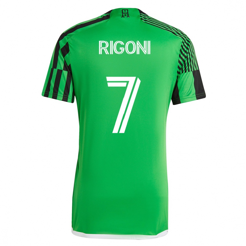 Kinder Fußball Emiliano Rigoni #7 Grün Schwarz Heimtrikot Trikot 2023/24 T-Shirt Luxemburg