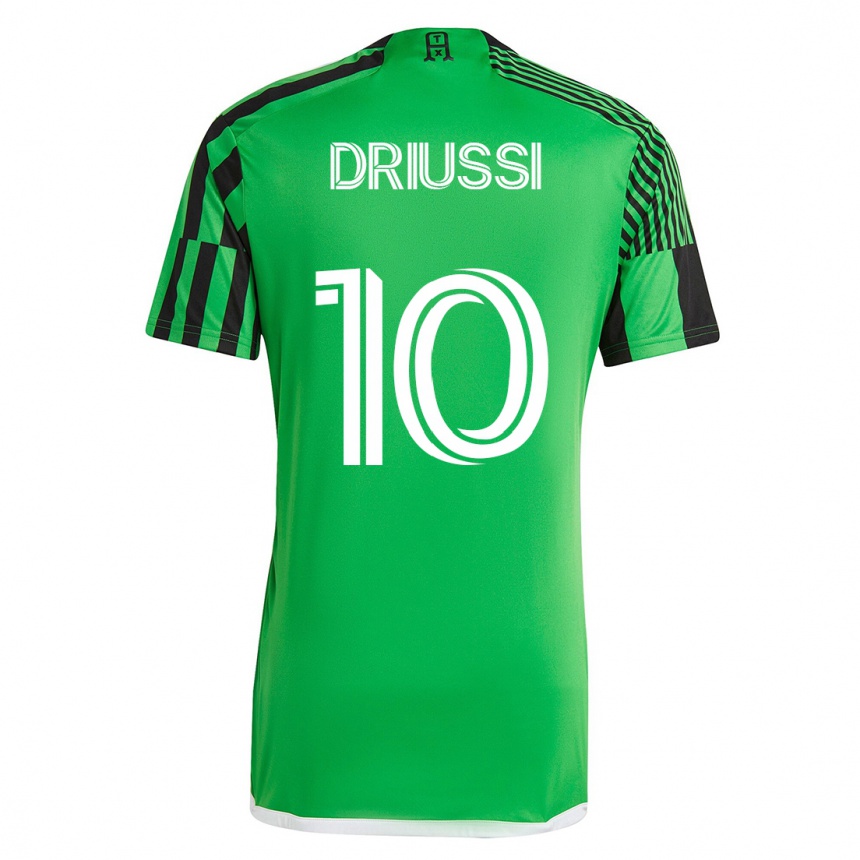 Kinder Fußball Sebastián Driussi #10 Grün Schwarz Heimtrikot Trikot 2023/24 T-Shirt Luxemburg