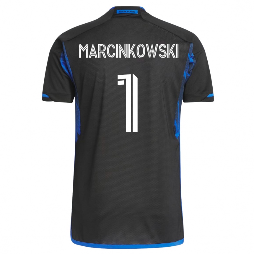 Kinder Fußball Jt Marcinkowski #1 Blau Schwarz Heimtrikot Trikot 2023/24 T-Shirt Luxemburg