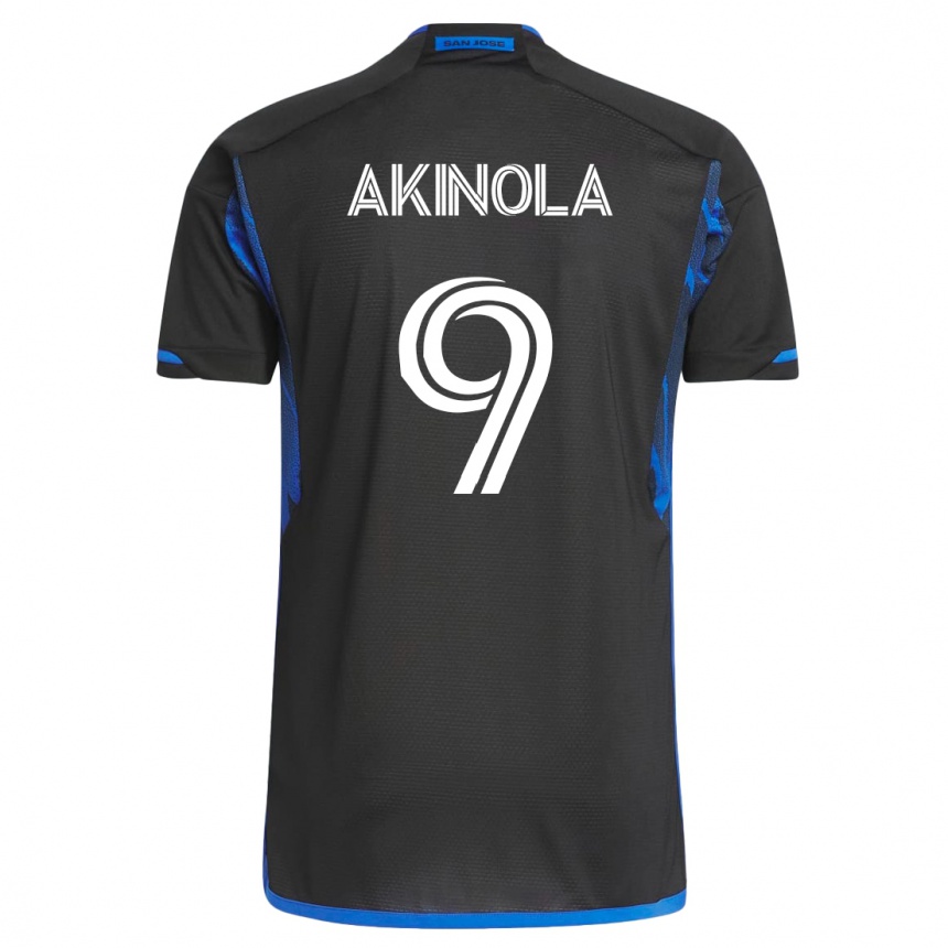 Kinder Fußball Ayo Akinola #9 Blau Schwarz Heimtrikot Trikot 2023/24 T-Shirt Luxemburg