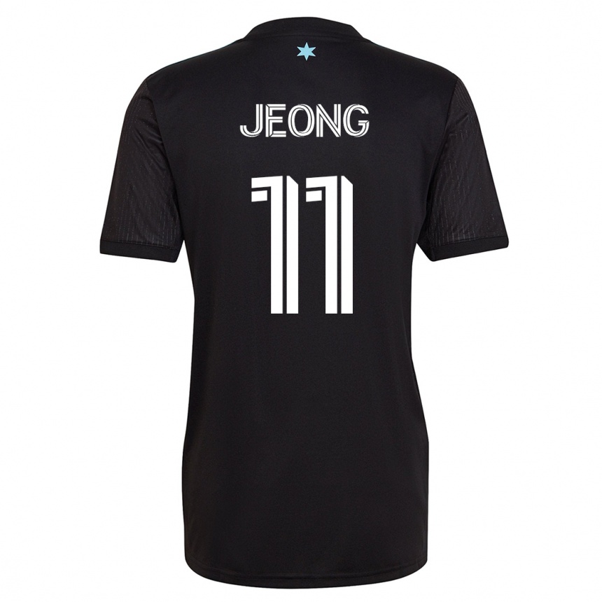 Kinder Fußball Sang-Bin Jeong #11 Schwarz Heimtrikot Trikot 2023/24 T-Shirt Luxemburg