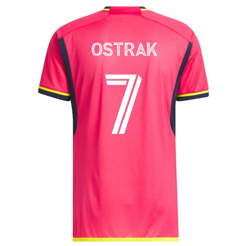 Kinder Fußball Tomás Ostrák #7 Rosa Heimtrikot Trikot 2023/24 T-Shirt Luxemburg