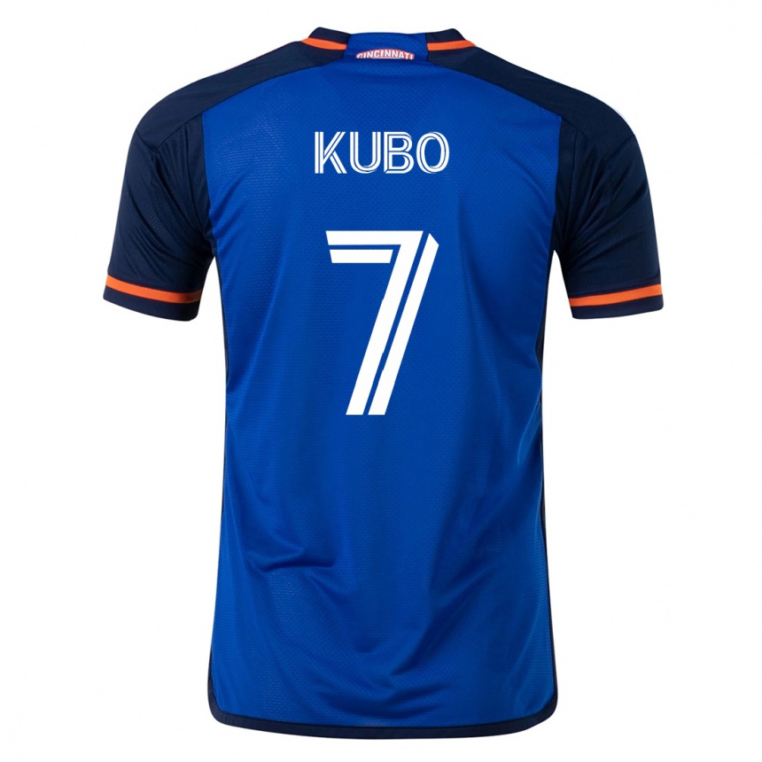 Kinder Fußball Yuya Kubo #7 Blau Heimtrikot Trikot 2023/24 T-Shirt Luxemburg