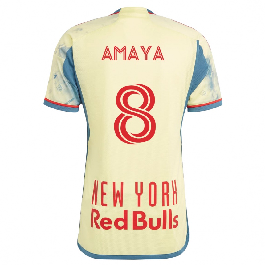Kinder Fußball Frankie Amaya #8 Gelb Heimtrikot Trikot 2023/24 T-Shirt Luxemburg