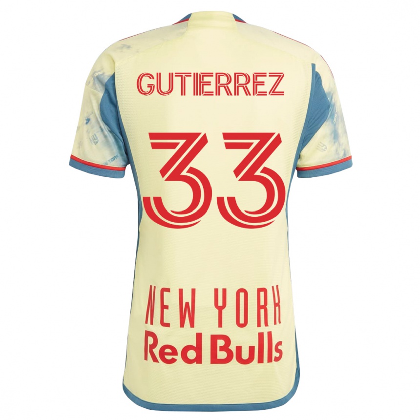 Kinder Fußball Juan Gutierrez #33 Gelb Heimtrikot Trikot 2023/24 T-Shirt Luxemburg