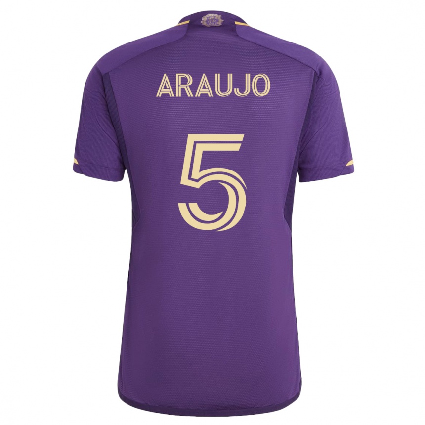 Kinder Fußball César Araújo #5 Violett Heimtrikot Trikot 2023/24 T-Shirt Luxemburg