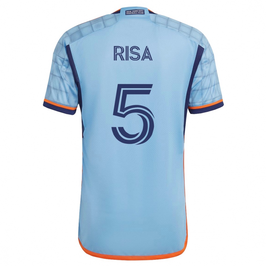 Kinder Fußball Birk Risa #5 Blau Heimtrikot Trikot 2023/24 T-Shirt Luxemburg