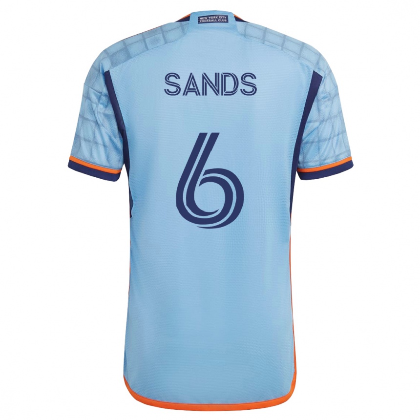 Kinder Fußball James Sands #6 Blau Heimtrikot Trikot 2023/24 T-Shirt Luxemburg