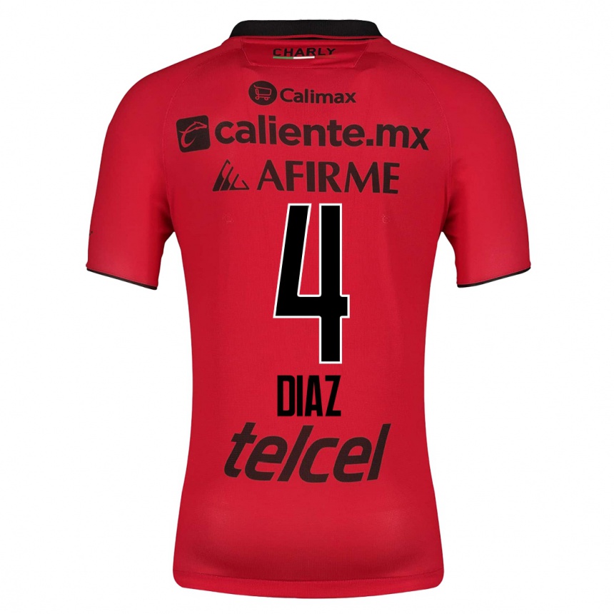 Kinder Fußball Nicolás Díaz #4 Rot Heimtrikot Trikot 2023/24 T-Shirt Luxemburg