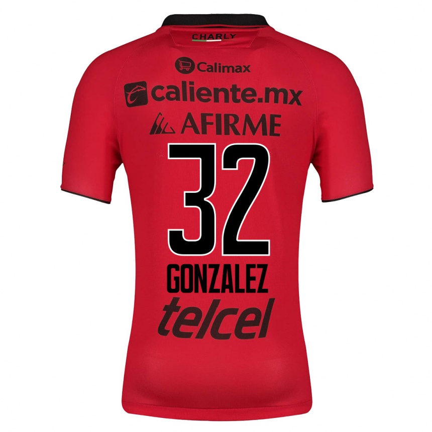 Kinder Fußball Carlos González #32 Rot Heimtrikot Trikot 2023/24 T-Shirt Luxemburg