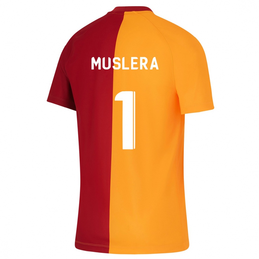 Kinder Fußball Fernando Muslera #1 Orangefarben Heimtrikot Trikot 2023/24 T-Shirt Luxemburg