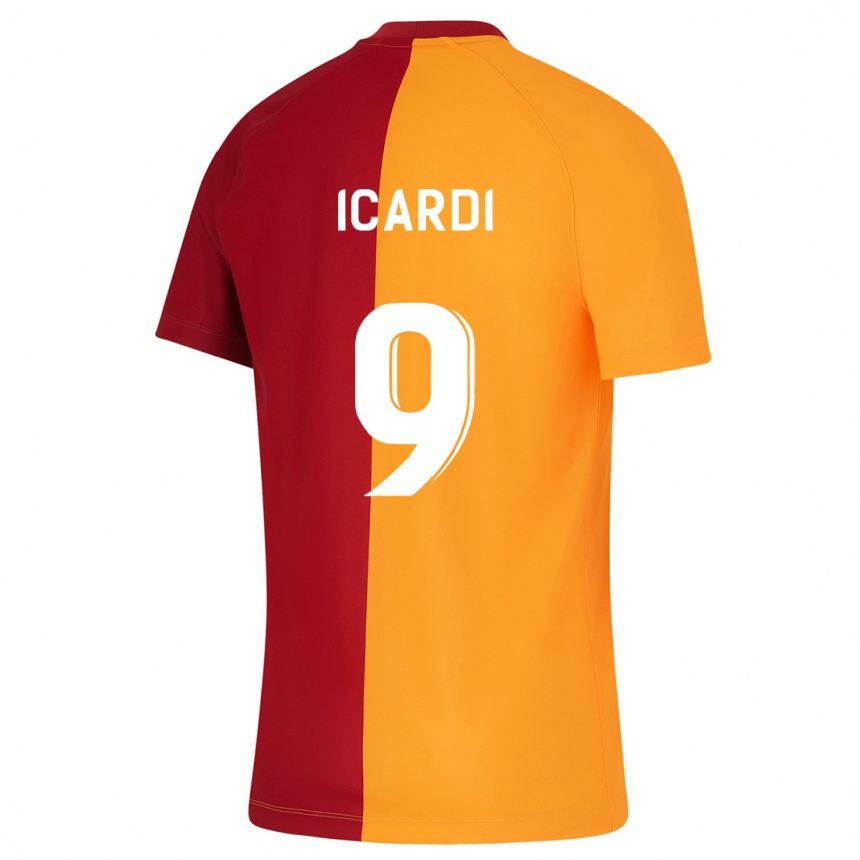 Kinder Fußball Mauro Icardi #9 Orangefarben Heimtrikot Trikot 2023/24 T-Shirt Luxemburg