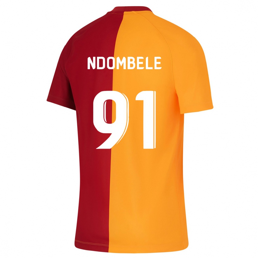 Kinder Fußball Tanguy Ndombele #91 Orangefarben Heimtrikot Trikot 2023/24 T-Shirt Luxemburg