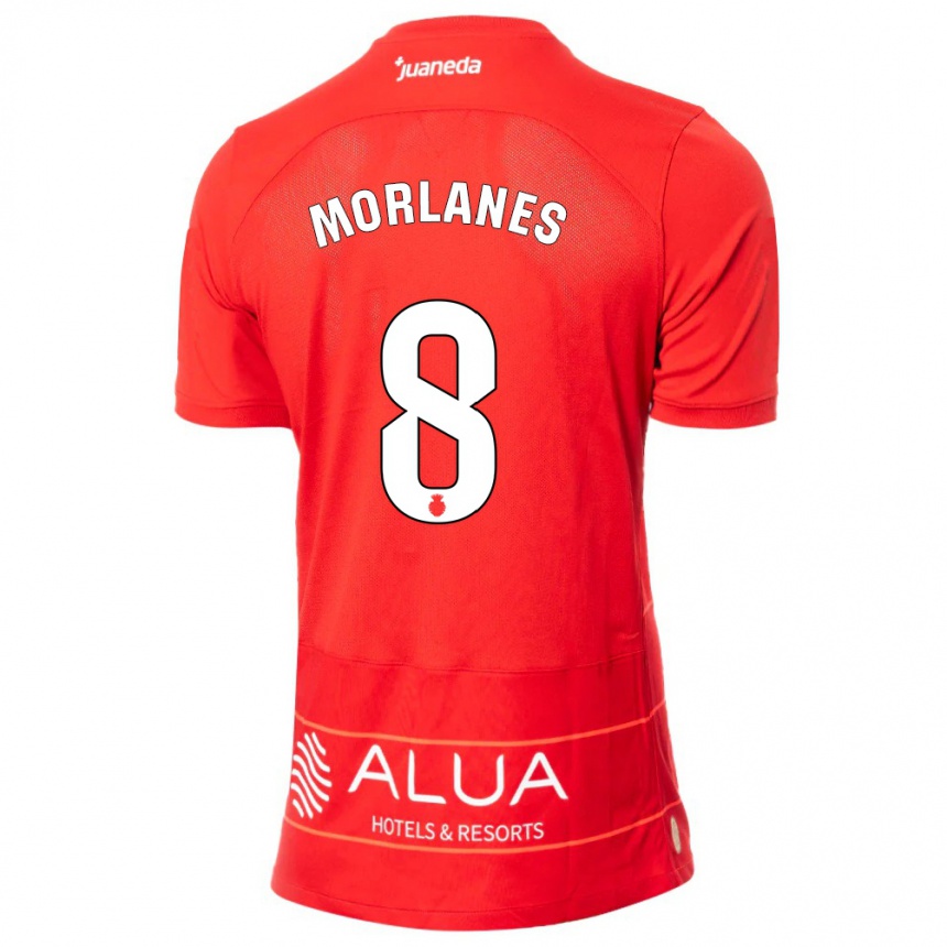 Kinder Fußball Manu Morlanes #8 Rot Heimtrikot Trikot 2023/24 T-Shirt Luxemburg