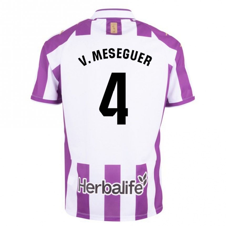 Kinder Fußball Víctor Meseguer #4 Lila Heimtrikot Trikot 2023/24 T-Shirt Luxemburg