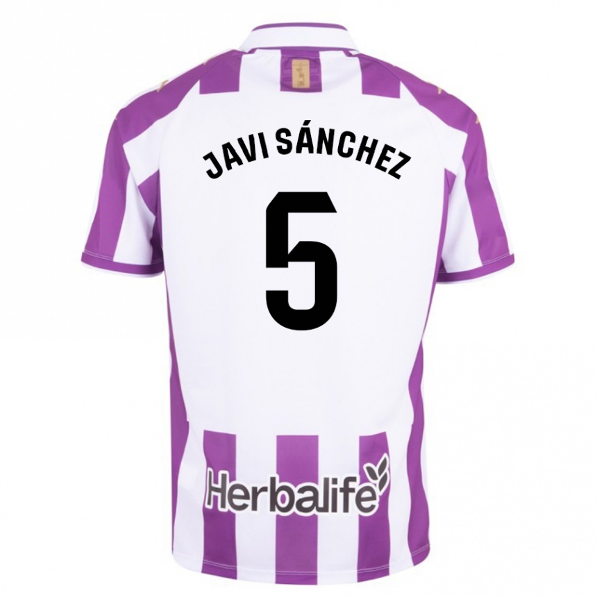 Kinder Fußball Javi Sánchez #5 Lila Heimtrikot Trikot 2023/24 T-Shirt Luxemburg