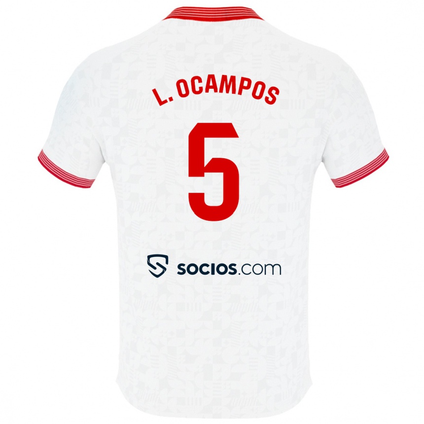 Kinder Fußball Lucas Ocampos #5 Weiß Heimtrikot Trikot 2023/24 T-Shirt Luxemburg