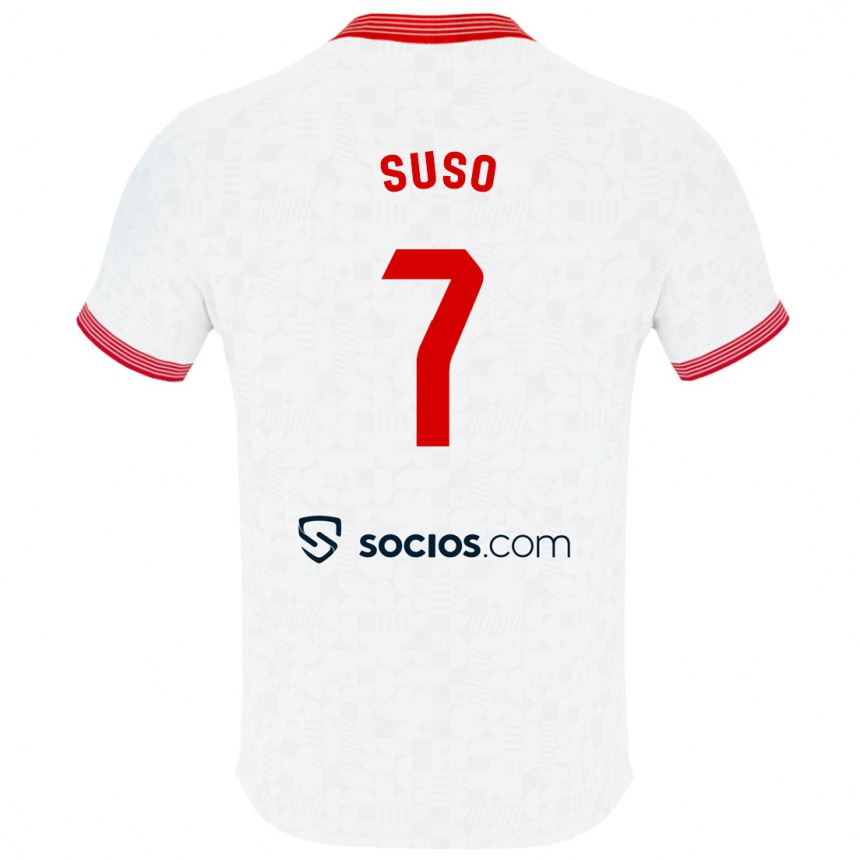 Kinder Fußball Suso #7 Weiß Heimtrikot Trikot 2023/24 T-Shirt Luxemburg