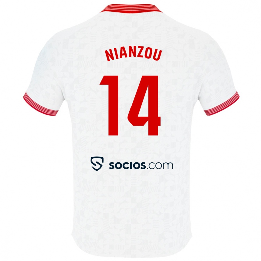 Kinder Fußball Tanguy Nianzou #14 Weiß Heimtrikot Trikot 2023/24 T-Shirt Luxemburg
