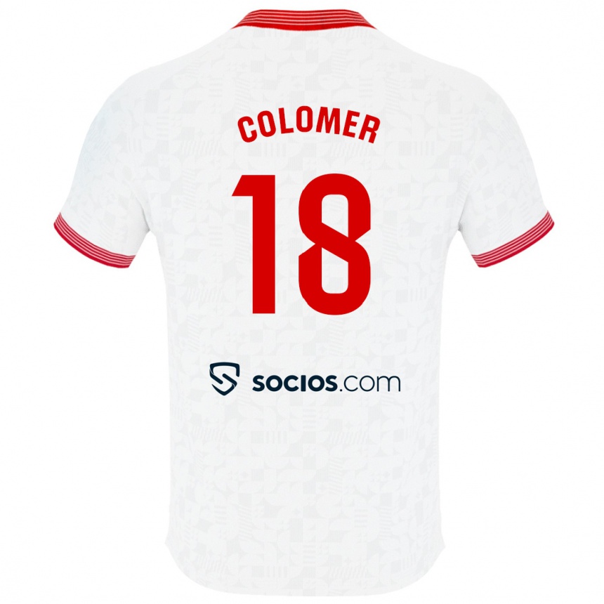 Kinder Fußball Carlos Colomer #18 Weiß Heimtrikot Trikot 2023/24 T-Shirt Luxemburg