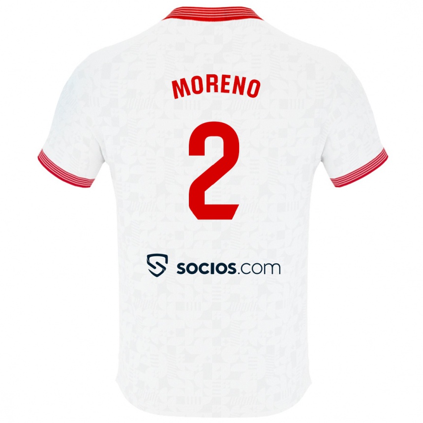 Kinder Fußball Jorge Moreno #2 Weiß Heimtrikot Trikot 2023/24 T-Shirt Luxemburg