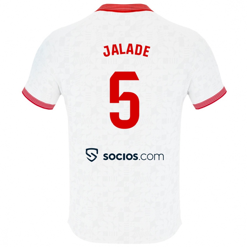 Kinder Fußball Robert Jalade #5 Weiß Heimtrikot Trikot 2023/24 T-Shirt Luxemburg