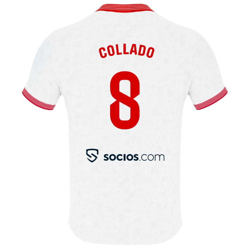 Kinder Fußball Alberto Collado #8 Weiß Heimtrikot Trikot 2023/24 T-Shirt Luxemburg