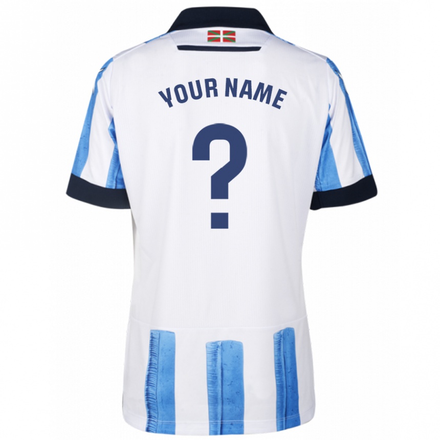 Kinder Fußball Ihren Namen #0 Blau Weiss Heimtrikot Trikot 2023/24 T-Shirt Luxemburg