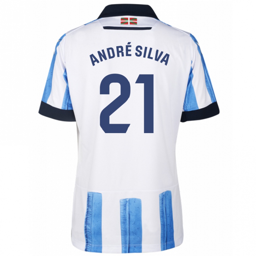 Kinder Fußball André Silva #21 Blau Weiss Heimtrikot Trikot 2023/24 T-Shirt Luxemburg
