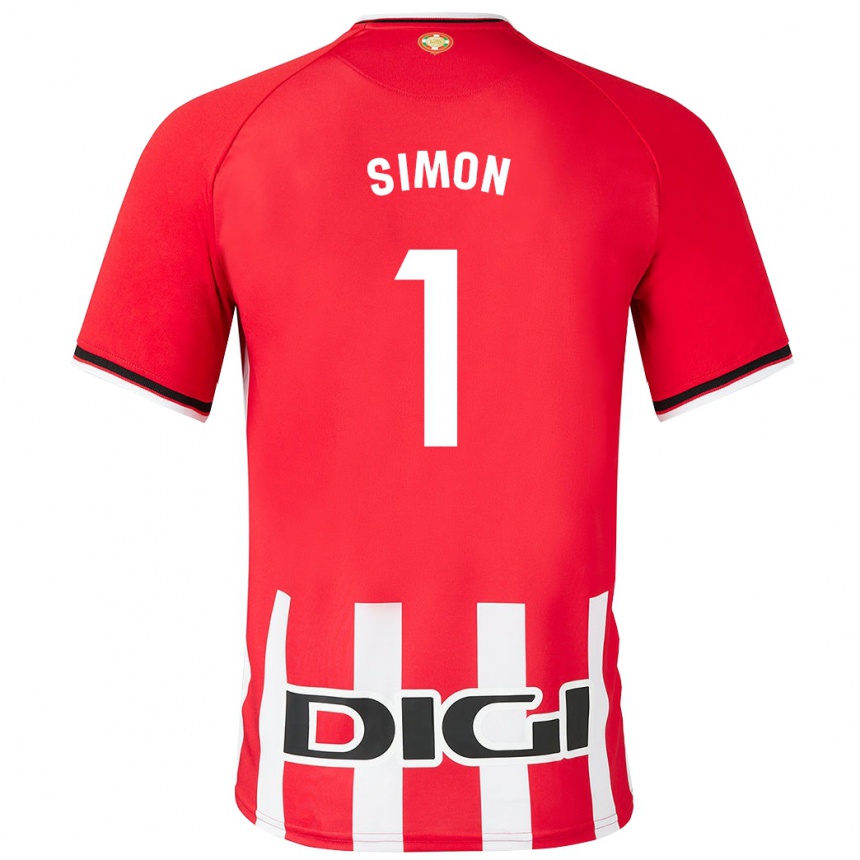 Kinder Fußball Unai Simón #1 Rot Heimtrikot Trikot 2023/24 T-Shirt Luxemburg
