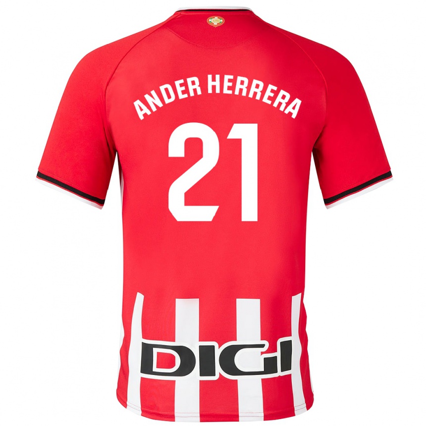 Kinder Fußball Ander Herrera #21 Rot Heimtrikot Trikot 2023/24 T-Shirt Luxemburg